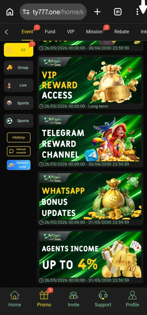 TY777 Game VIP reward access.